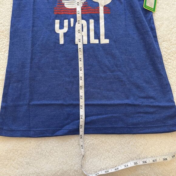 Tipsy Elves Women's Top Size S Blue "Freedom For Y'All" Scoop Neck Graphic Tee - Picture 9 of 10